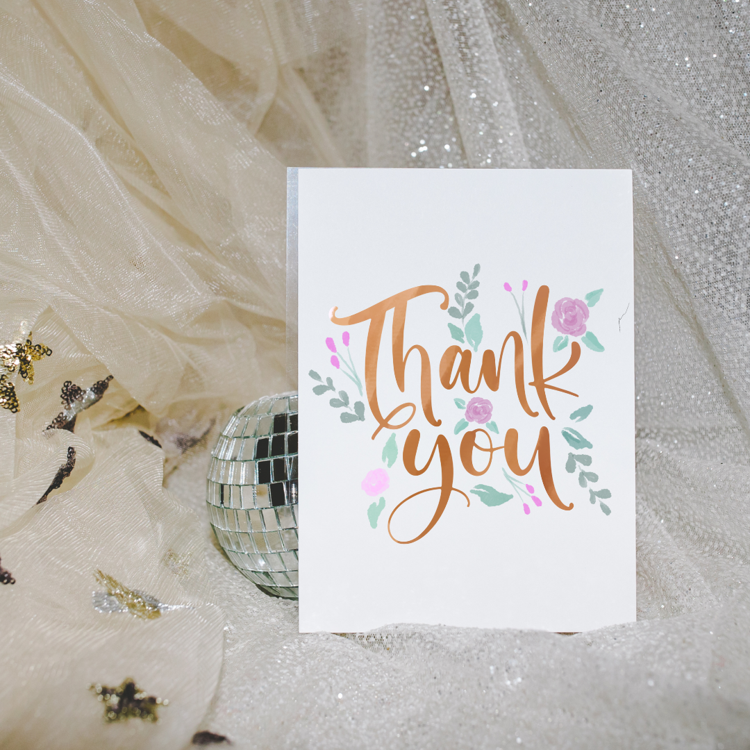 Thank You - Gold Letters + Floral